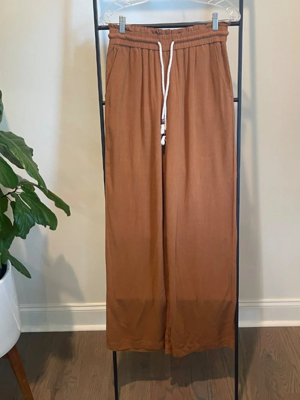 NWT ZARA Linen Brown Trouser, Size Medium